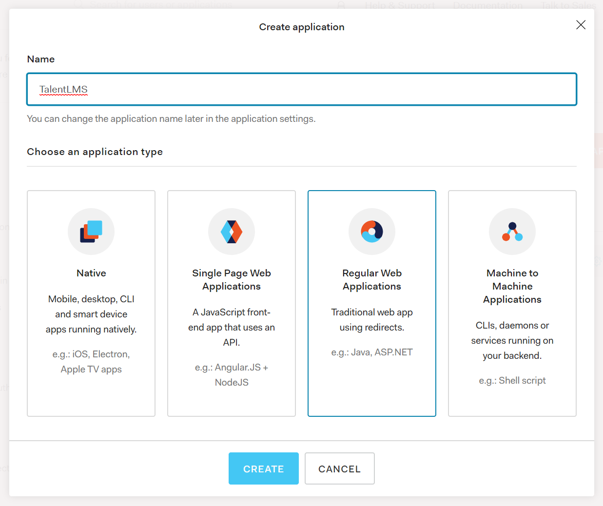 Auth0 - Applications - Create Application